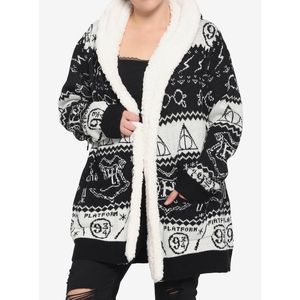 Harry Potter Deathly Hollows Sherpa Open Cardigan